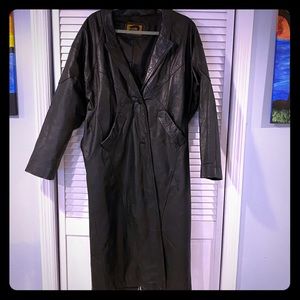 Leather long coat-leather trench coat